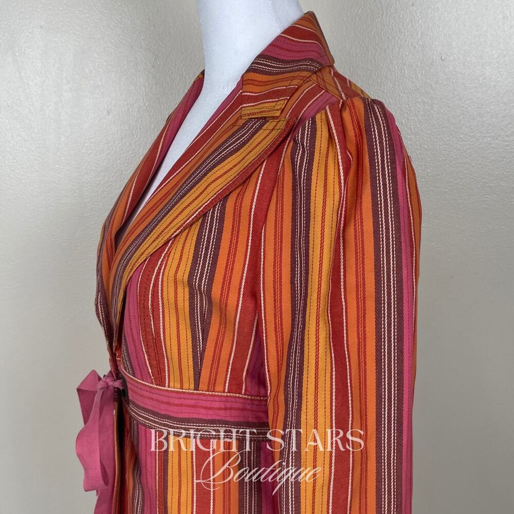 Rare Stripe Blazer Jacket ASO Paige Matthews Charmed Tie Front Vintage Y2K - Picture 10 of 13